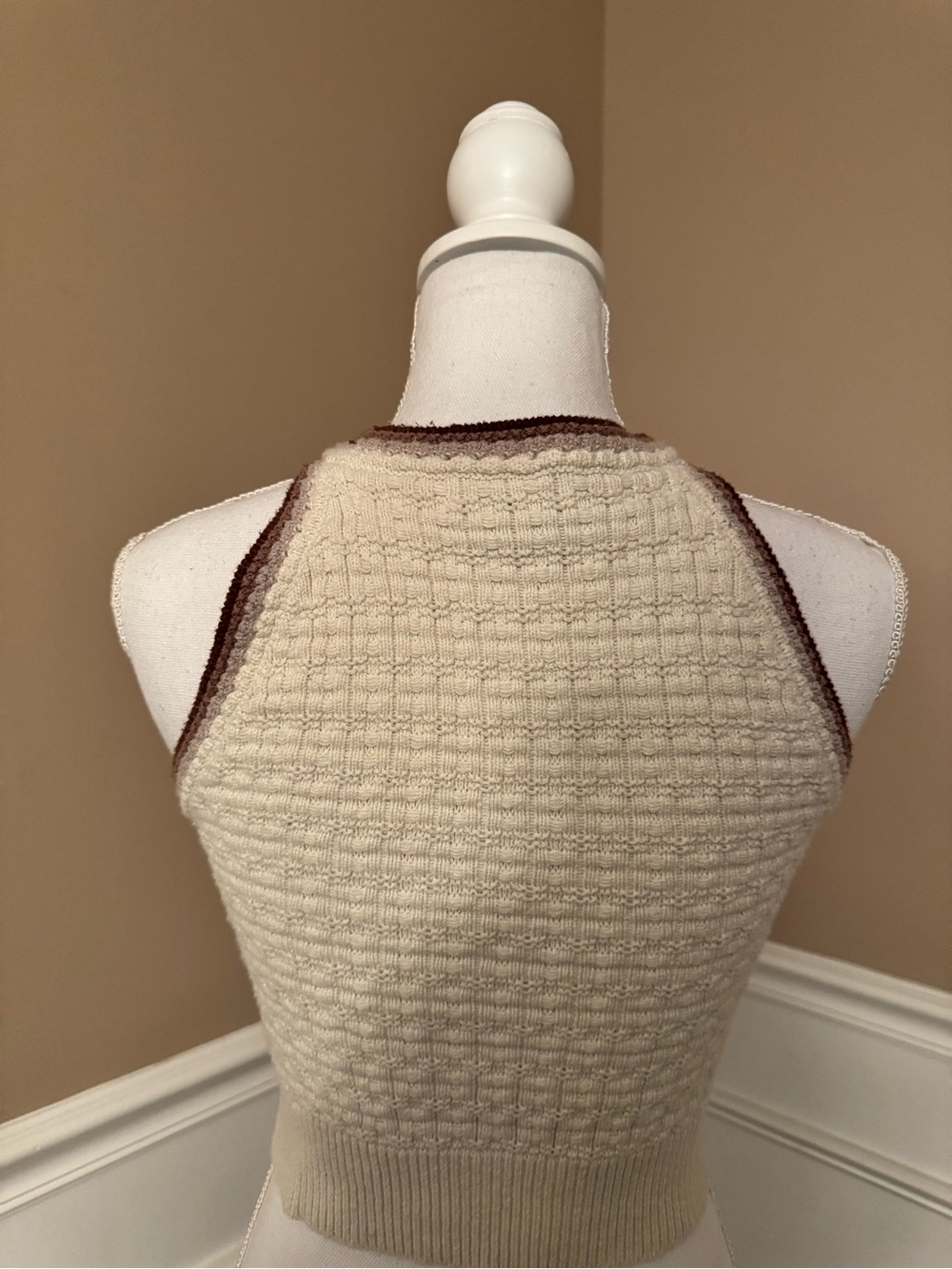 Sincerely Jules Cream Knit Tank Top Size Small Boho Minimalist Sleeveless - Picture 7 of 11